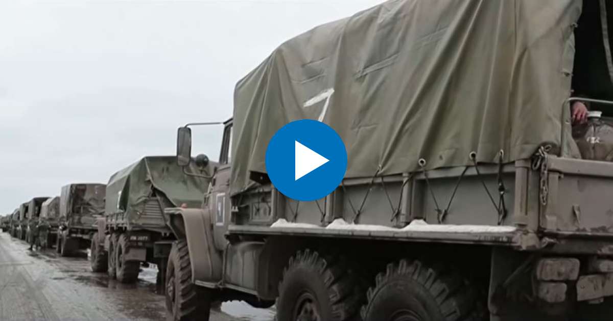 Vehículos del convoy militar ruso que avanza hacia Kiev © YouTube/screenshot-RTVE