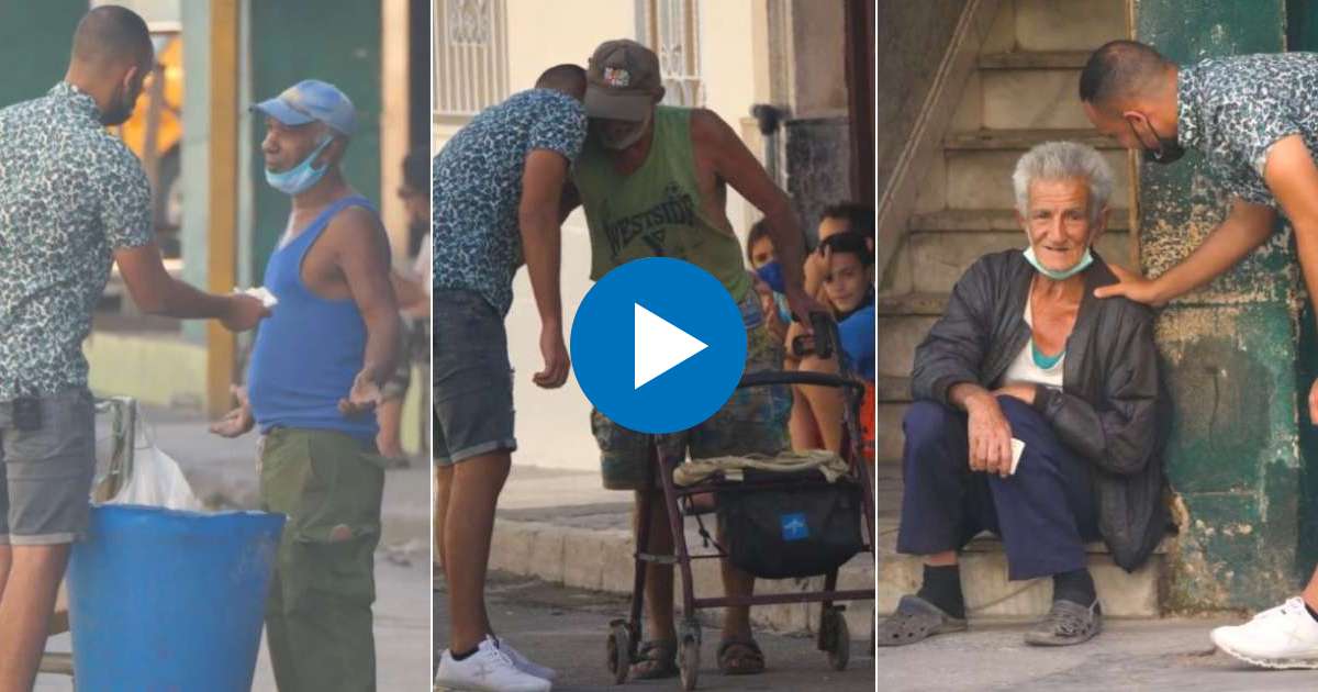 Listillo Cubano regala dinero a personas necesitadas en La Habana © Captura de video de Facebook de Listillo Cubano