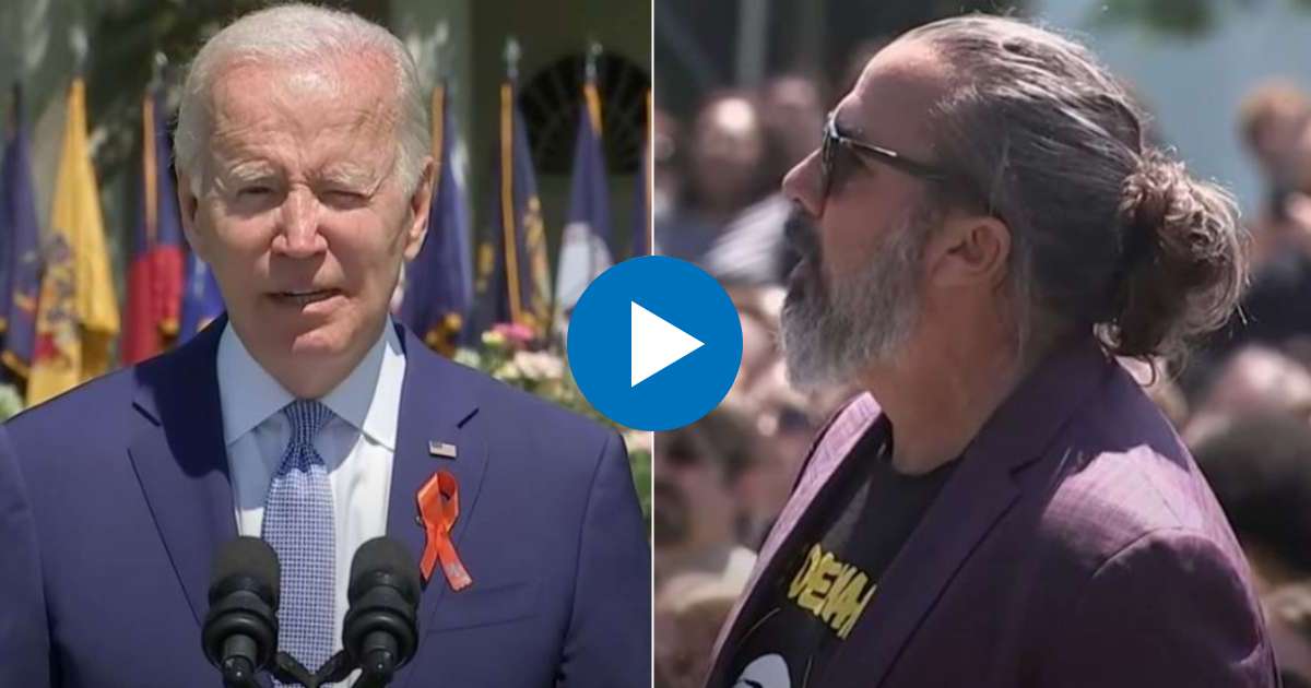 Joe Biden y Manuel Oliver © Captura de video de YouTube de First Coast News
