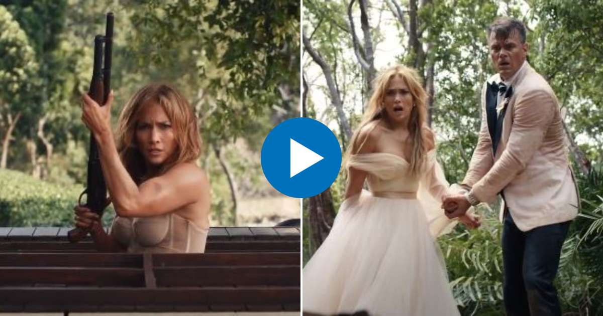 Jennifer Lopez y Jush Dahamel en tráiler de "Shotgun Wedding" © Youtube / Amazon Prime Video