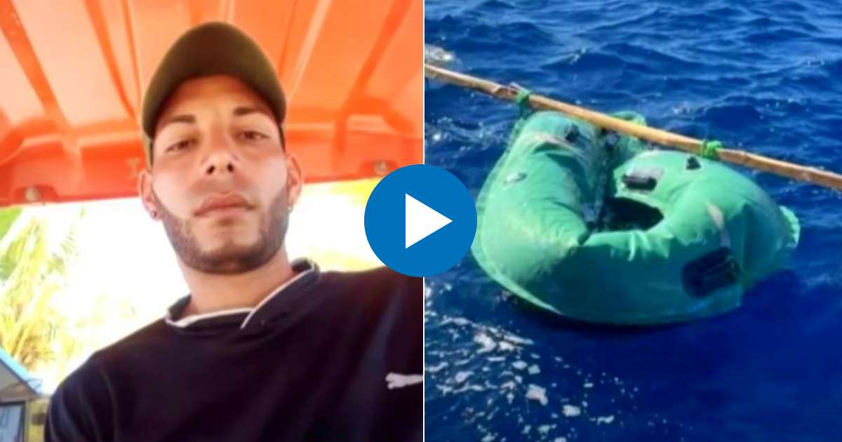El joven cubano desaparecido (i) y Restos de la embarcación en que viajaba junto a otras cinco personas (d) © YouTube/screenshot-America Tevé