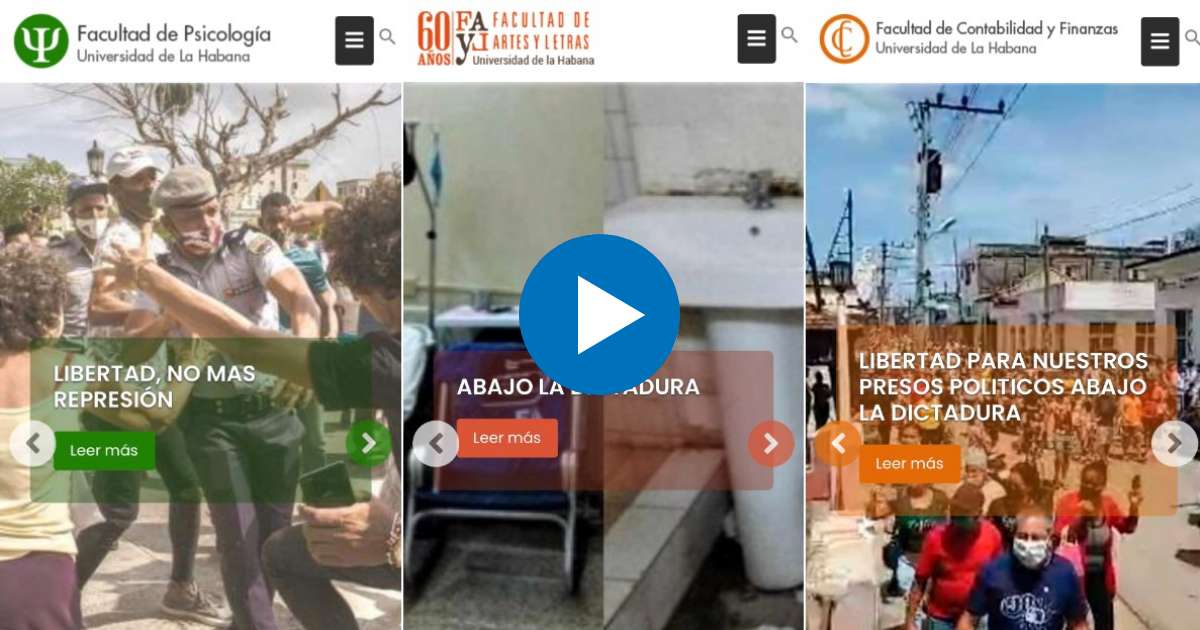 Webs de facultades de la Universidad de La Habana © Twitter La Resistencia