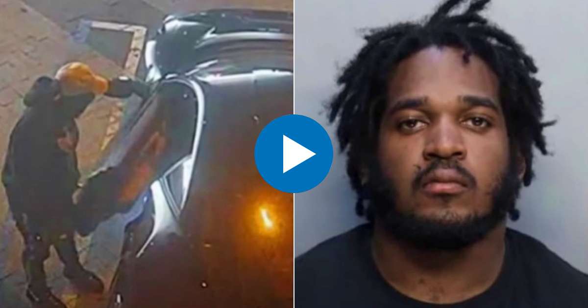 Momento en que robó el auto (i) y El ladrón de dos autos en Miami-Dade (d) © Collage Captura de YouTube/screenshot-Local10 News- Miami-Dade.gov