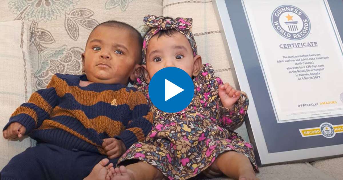  Los gemelos más prematuros y más ligeros nacieron en Canadá © YouTube Guinness World Records