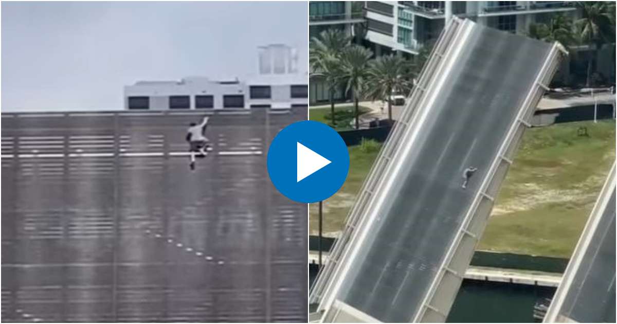 Hombre escala puente levadizo de Brickell Avenue © Local 10 / Instagram Livestyle Miami