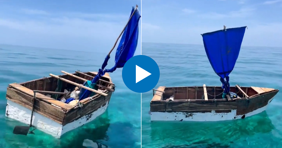 Bote hallado por pescadores cerca de Key Largo © Captura de video de Facebook/Aussie Reels USA