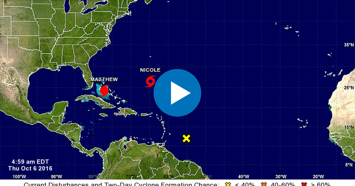 Situación del huracán Matthew aproximándose a Florida © NHC