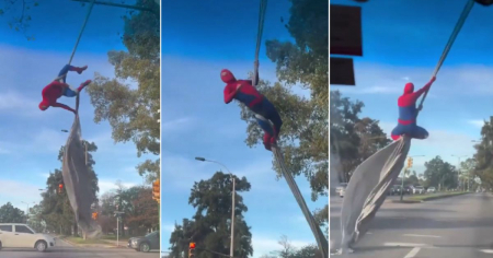 Cubana descubre a "Spiderman" en las calles de Montevideo