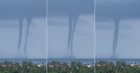 Captan impresionantes trombas marinas danzantes en playa de Florida 