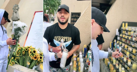  Cubanos encienden velas por recuperación de El Taiger en la Ermita de la Caridad en Miami