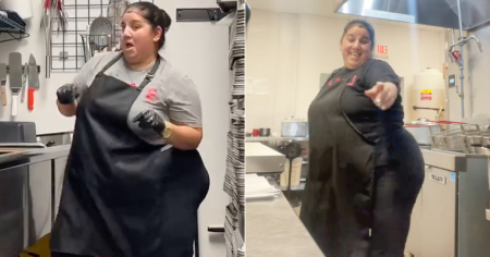 ¡Todo el día bailando! Cubana alegra las jornadas de sus compañeros trabajando en un bakery