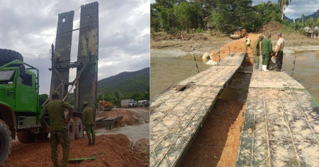 Instalan puente provisional en Guantánamo tras daños del huracán Oscar