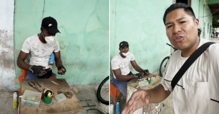 YouTuber boliviano sorprendido con los reparadores callejeros de fosforeras en Cuba