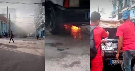 Se incendia automóvil de ETECSA en La Habana