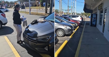 "Esto es demasiado ya": Cubana tiende sus tenis sobre un auto en plena calle en Estados Unidos