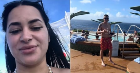 Cubana le gasta broma viral a su marido en jacuzzi de un crucero: "Le compré un short que se deshace en el agua"