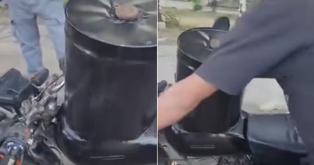 Ingenio cubano: Hombre adapta un tanque a su moto para llevar más combustible