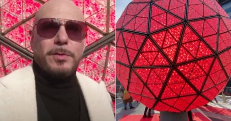 Pitbull coloca el último cristal de la emblemática esfera que cada fin de año cae en Times Square