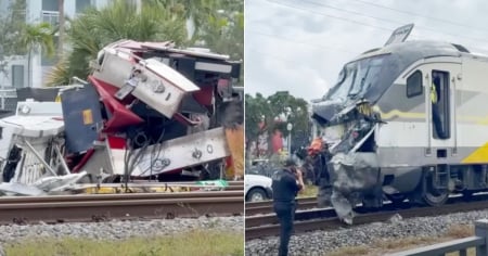 Brutal choque entre camión de bomberos y tren de alta velocidad deja 15 heridos en el sur de Florida