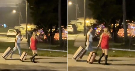 Captan a cubanas dando vueltas por la calle con maletas en Hialeah por Nuevo Año: "¿Tato, qué cosa es esto?"