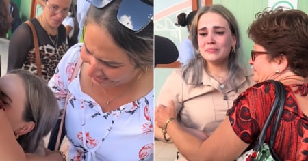 No pudo contener la emoción: Cubana se desvanece al regresar a Cuba con su hijo tras ver a su familia en el aeropuerto