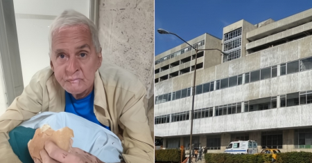 Hombre enfermo vive a la intemperie a la entrada de este hospital en La Habana