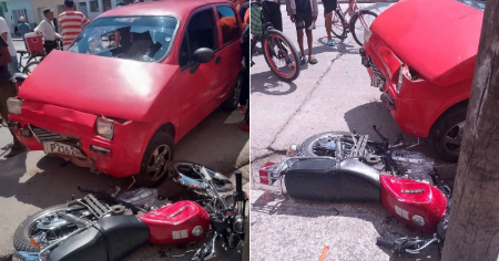 Accidente entre automóvil y motocicleta en Bayamo, Granma