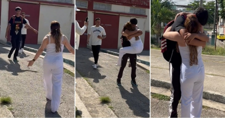 Madre sorprende a su hijo en su escuela en Cuba y acaban en llanto: “Ojalá y entiendan por qué vamos”