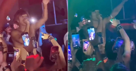 Dando cintura a torso descubierto: El Chicleee se desata en concierto a ritmo de "El Pasillongo"