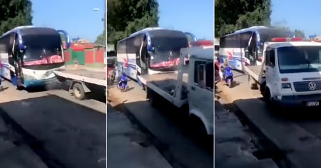 Escalada de violencia vial en Cuba: Conductor de grúa arremete contra ómnibus de Transtur en plena calle