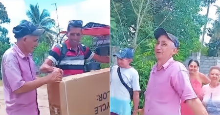 ¡No pudo contener la emoción! Abuelo en Camagüey recibe regalo sorpresa de su nieta desde el extranjero por su cumpleaños