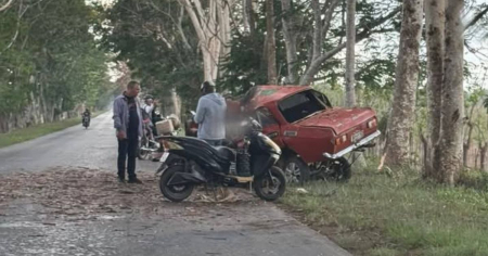 Auto destrozado y presunto fallecido tras impactante accidente en Ciego de Ávila