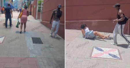 Parece cámara oculta, pero no lo es: Pavimento en calle santiaguera provoca frecuentes y peligrosas caídas