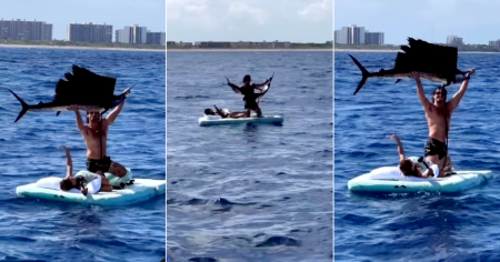 ¿Pescar un pez espada desde una balsa inflable? Este insólito video en Miami abre más preguntas que respuestas