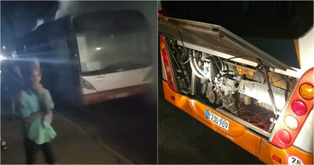 Se incendia una guagua del transporte público en La Habana