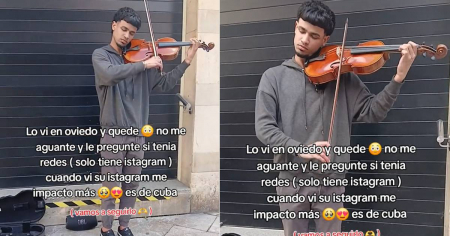 Graban a violinista cubano tocando en una calle de Oviedo y las redes reaccionan: “Ojalá lo escuche alguien que pueda ayudarle”