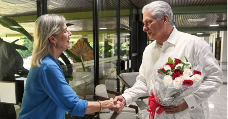 Díaz-Canel recibe a la Princesa de Mónaco de visita en Cuba