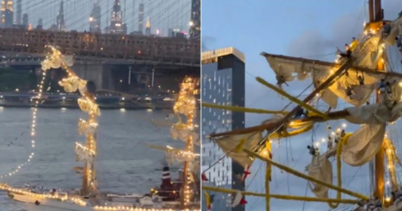 Dos muertos y 20 heridos tras chocar buque escuela de México con el puente de Brooklyn en Nueva York: Así ocurrió