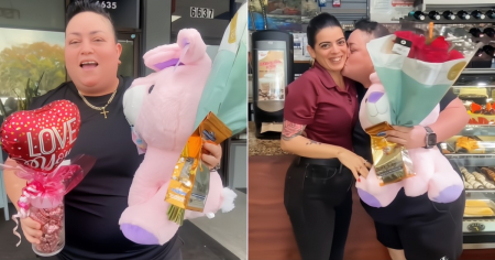  Así sorprendió esta cubana de Miami a su esposa en el trabajo por su mes de casadas