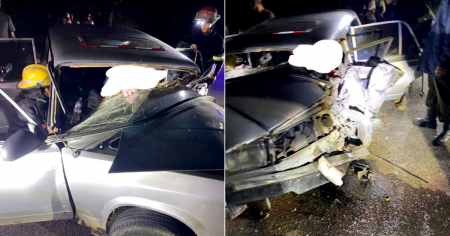 Bomberos rescatan con vida a chofer atrapado tras accidente en la “Novia del Mediodía”