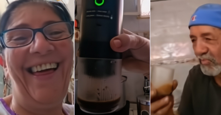Cubana estrena su cafetera portátil y así reacciona su pareja: "Déjame probar"