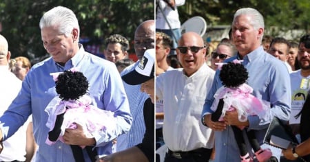 “La Cintumbare parió”: Burlas en redes por foto de Díaz-Canel con muñeca negra