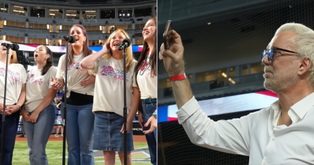 Hijas y nieta de Willy Chirino interpretan el himno de EE. UU. en juego de los Miami Marlins: "Se me caía la baba"