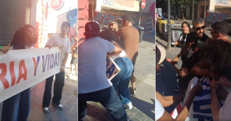 Cubanos vuelven a ser agredidos por comunistas en España mientras protestaban contra vocera del régimen