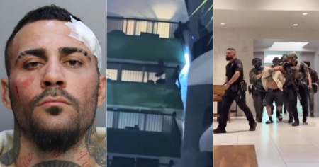 Fuga de película: Hombre se descuelga varias plantas por el costado de un edificio en Miami huyendo de la policía 