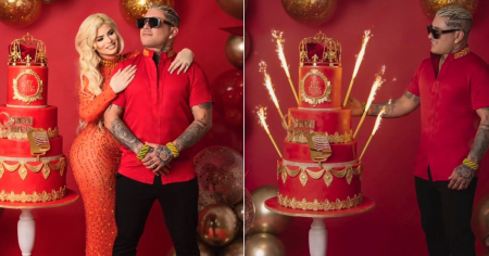 Con el amor de su esposa y un pastel digno de un rey: Así celebró Osmani García su cumpleaños