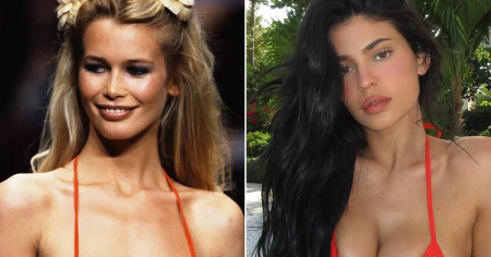 Claudia Schiffer compara sus fotos con las de Kylie Jenner luciendo el mismo bikini… 30 años después