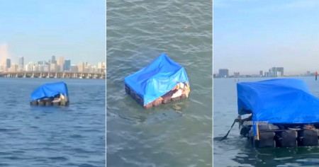 Precaria embarcación aparece flotando frente a Miami Beach y desata rumores de llegada de balseros cubanos