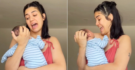 "Todo es culpa de Chocolate": Amanda Camaraza duerme a su bebé con "Bajanda" en modo canción de cuna