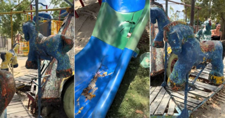 Parque donde juegan niños en La Habana parece salido de Chernóbil